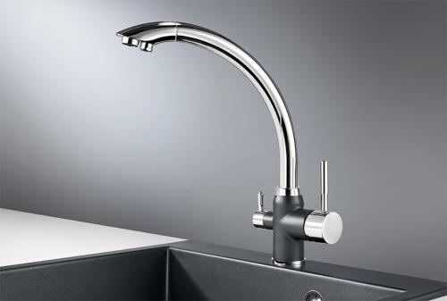 Кухонный смеситель GRANULA 3167, XРОМ/ШВАРЦ (чёрный металлик)