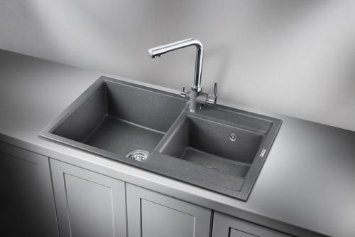 Кухонная мойка GRANULA 8201, ГРАФИТ (ЧЁРНО-СЕРЫЙ), кварц