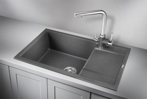 Кухонная мойка GRANULA 7805, ГРАФИТ (ЧЁРНО-СЕРЫЙ), кварц