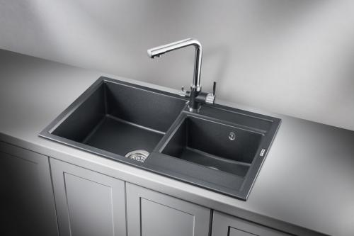 Кухонная мойка GRANULA 8201, ШВАРЦ (чёрный металлик), кварц
