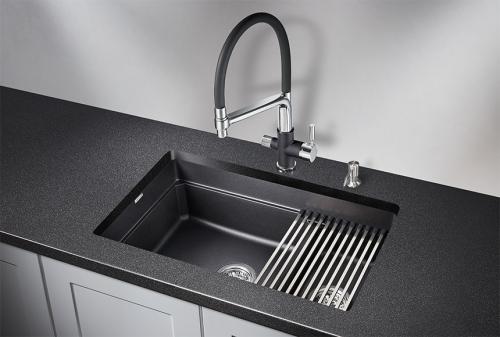 Кухонная мойка GRANULA KS-7304U, ШВАРЦ (чёрный металлик), кварц