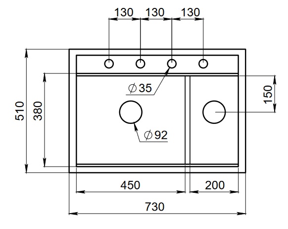 Кухонная мойка GRANULA KS-7302, АЛЮМИНИУМ, кварц