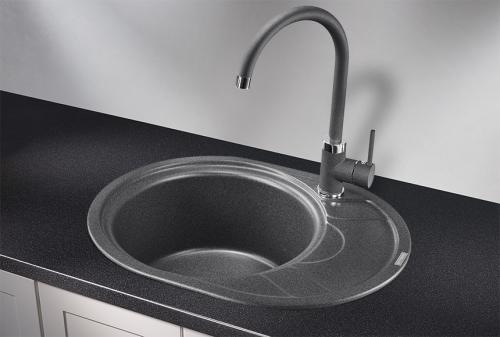 Кухонная мойка GRANULA 5802, ГРАФИТ (ЧЁРНО-СЕРЫЙ)  кварц