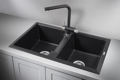 Кухонная мойка GRANULA 8101, ЧЁРНЫЙ, кварц