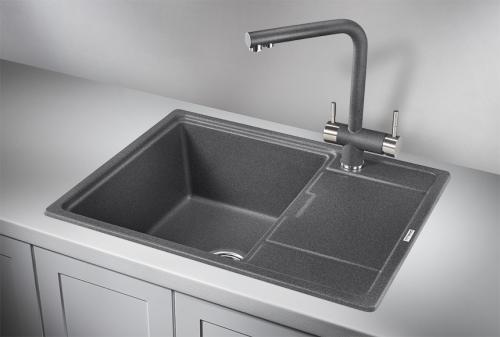 Кухонная мойка GRANULA 6503, ГРАФИТ (ЧЁРНО-СЕРЫЙ), кварц