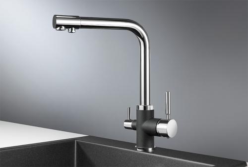 Кухонный смеситель GRANULA 3015, XРОМ/ЧЁРНЫЙ