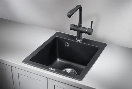 Кухонная мойка GRANULA 4201, ШВАРЦ (чёрный металлик), кварц