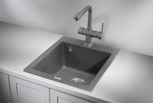 Кухонная мойка GRANULA 4201, ГРАФИТ (ЧЁРНО-СЕРЫЙ), кварц