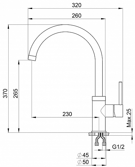 Кухонный смеситель GRANULA 2125, СЛАНЕЦ