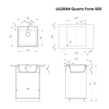 Мойка ULGRAN Quartz Forte 505-01