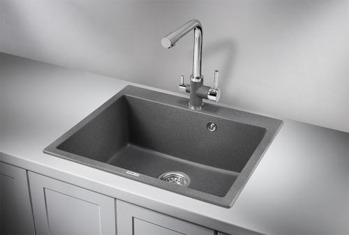 Кухонная мойка GRANULA 6001, ГРАФИТ (ЧЁРНО-СЕРЫЙ), кварц