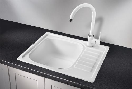 Кухонная мойка GRANULA 5801, АРКТИК (БЕЛЫЙ)  кварц