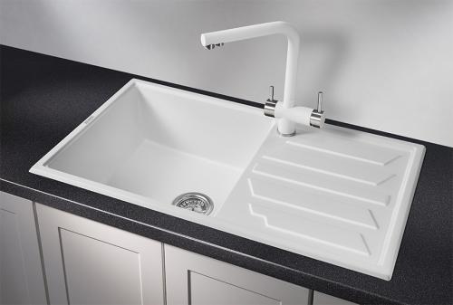 Кухонная мойка GRANULA 8601, АРКТИК (БЕЛЫЙ), кварц