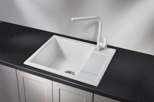 Кухонная мойка GRANULA 6002, АРКТИК (БЕЛЫЙ), кварц