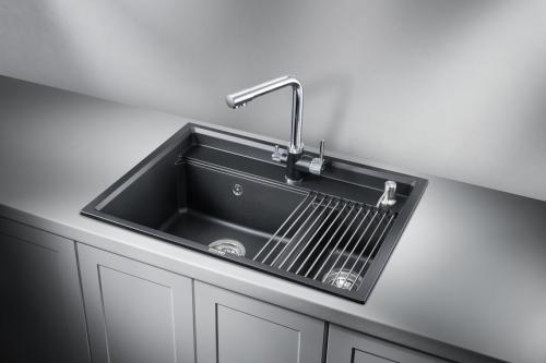 Кухонная мойка GRANULA KS-7302, ШВАРЦ (чёрный металлик), кварц