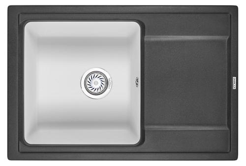 Кухонная мойка GRANULA HI-74, ЧЁРНЫЙ/АРКТИК,ГИБРИД  кухонная мойка , кварц