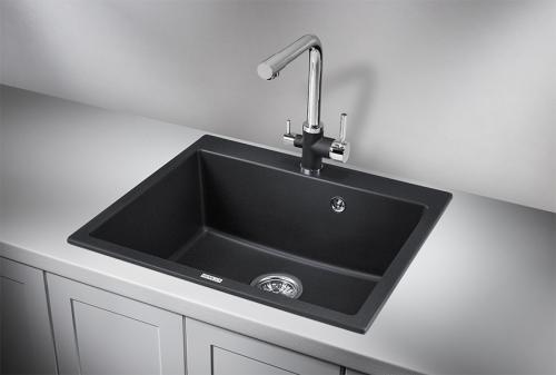 Кухонная мойка GRANULA 6001, ЧЁРНЫЙ, кварц