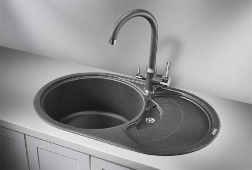 Кухонная мойка GRANULA 7801, ГРАФИТ (ЧЁРНО-СЕРЫЙ), кварц