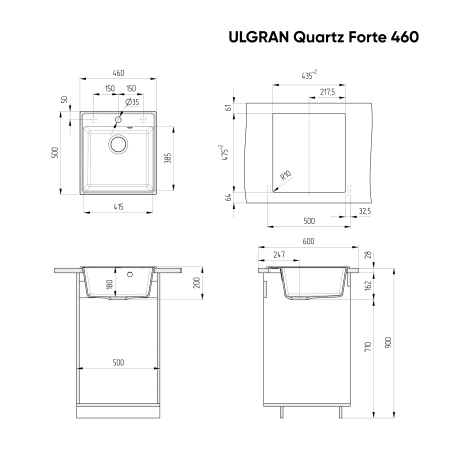 Мойка ULGRAN Quartz Forte 460-01