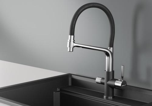 Кухонный смеситель GRANULA 0075, ШВАРЦ (чёрный металлик)