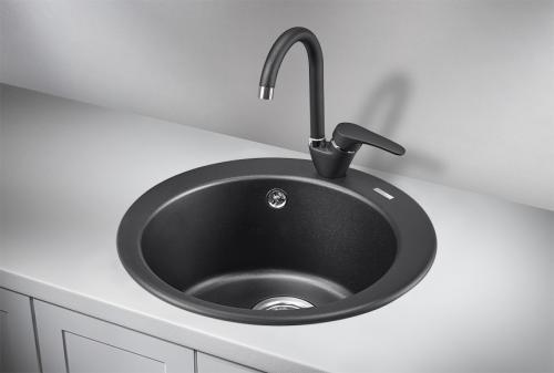 Кухонная мойка GRANULA 4801, ШВАРЦ (чёрный металлик), кварц