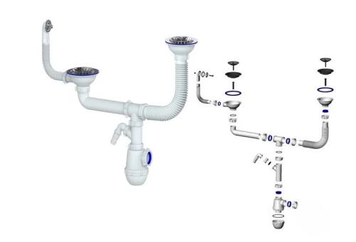 Сифон двойной GRAND+ 3 1/2" телескоп. труб. с поворот. чашей, круг перелив. и отвод (СН 3143-11-40) Сифон двойной GRAND+ 3 1/2" телескоп. труб. с поворот. чашей, круг перелив. и отвод (СН 3143-11-40)