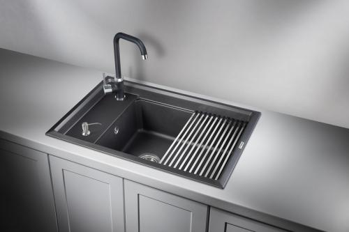 Кухонная мойка GRANULA KS-7305, ШВАРЦ (чёрный металлик), кварц