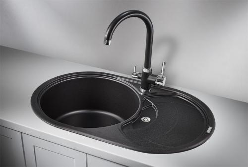 Кухонная мойка GRANULA 7801, ЧЁРНЫЙ, кварц