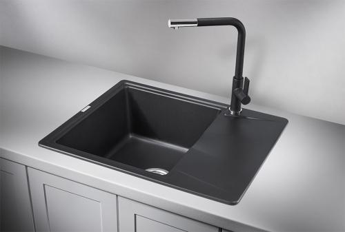 Кухонная мойка GRANULA 6201, ШВАРЦ (чёрный металлик), кварц