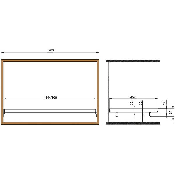 Сетчатая полка в базу 900 с алюминиевой рамкой, отделка хром