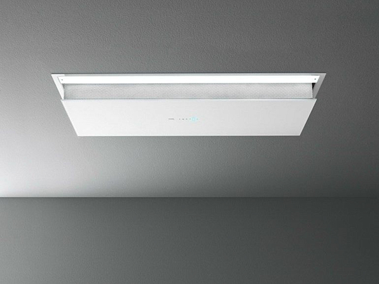 Falmec Design+ ECLISSE soffitto 120 inox vetro bianco
