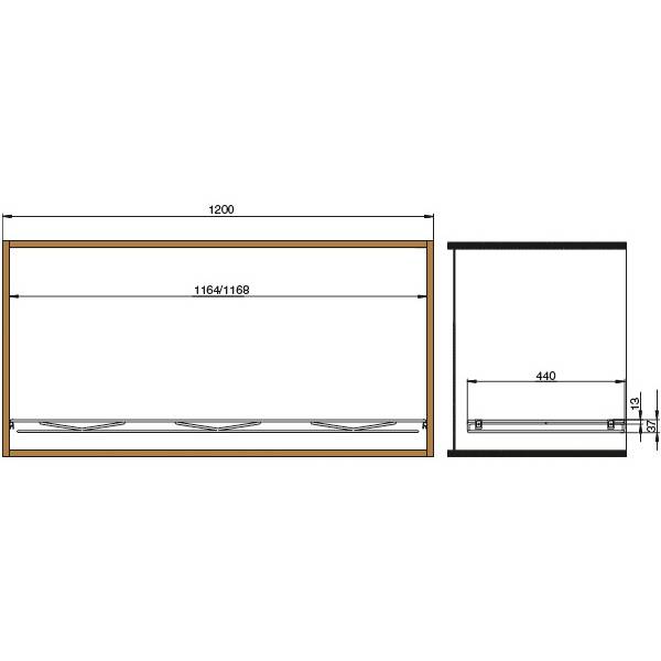 Сетчатая полка в базу 1200, отделка хром