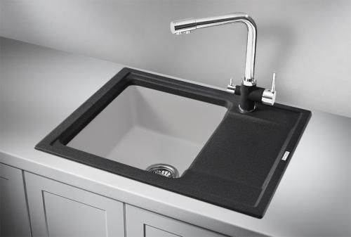 Кухонная мойка GRANULA HI-65, ЧЁРНЫЙ/АРКТИК,ГИБРИД  кухонная мойка , кварц