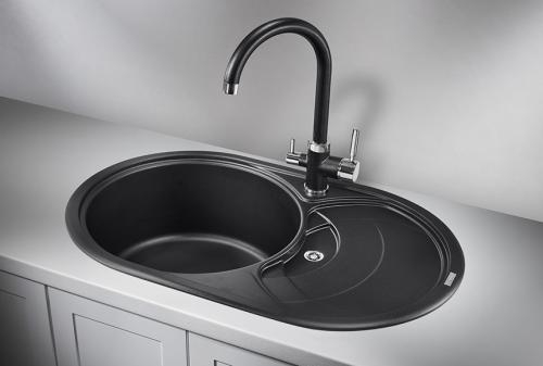 Кухонная мойка GRANULA 7801, ШВАРЦ (чёрный металлик)  кварц