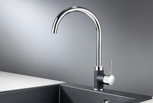 Кухонный смеситель GRANULA 3125, XРОМ/ШВАРЦ (чёрный металлик)