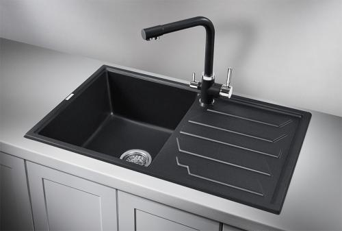Кухонная мойка GRANULA 8002, ЧЁРНЫЙ, кварц