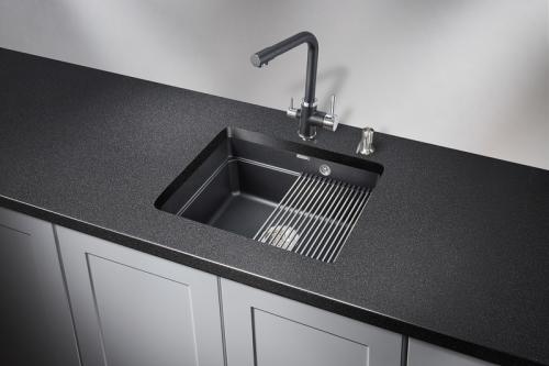Кухонная мойка GRANULA KS-5501U, ШВАРЦ (чёрный металлик), кварц