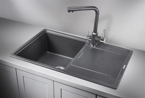 Кухонная мойка GRANULA 7804, ГРАФИТ (ЧЁРНО-СЕРЫЙ), кварц