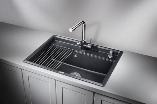 Кухонная мойка GRANULA KS-7301, ШВАРЦ (чёрный металлик), кварц