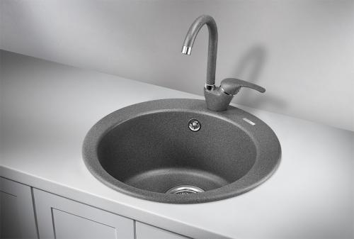 Кухонная мойка GRANULA 4801, ГРАФИТ (ЧЁРНО-СЕРЫЙ), кварц