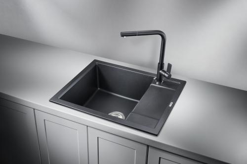 Кухонная мойка GRANULA 6002, ШВАРЦ (чёрный металлик), кварц