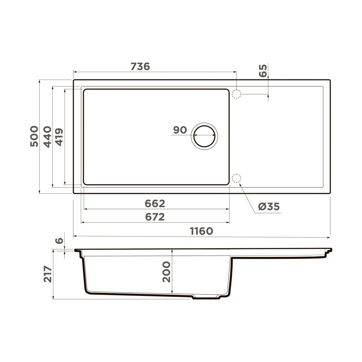 Omoikiri Sintesi 116-GB Artceramic/графит