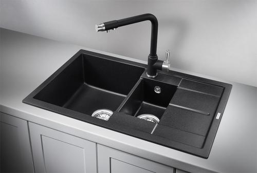 Кухонная мойка GRANULA 7802, ЧЁРНЫЙ, кварц