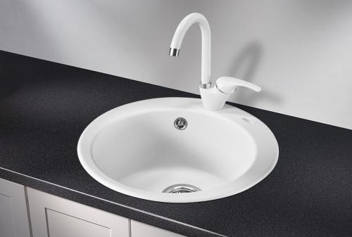 Кухонная мойка GRANULA 4801, АРКТИК (БЕЛЫЙ), кварц