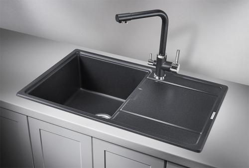 Кухонная мойка GRANULA 7804, ЧЁРНЫЙ, кварц