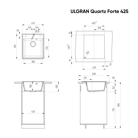 Мойка ULGRAN Quartz Forte 425-06