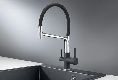 Кухонный смеситель GRANULA 0083, ШВАРЦ (чёрный металлик)