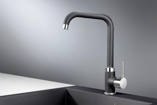 Кухонный смеситель GRANULA 0041, ШВАРЦ (чёрный металлик)