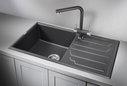 Кухонная мойка GRANULA 8601, ГРАФИТ (ЧЁРНО-СЕРЫЙ), кварц
