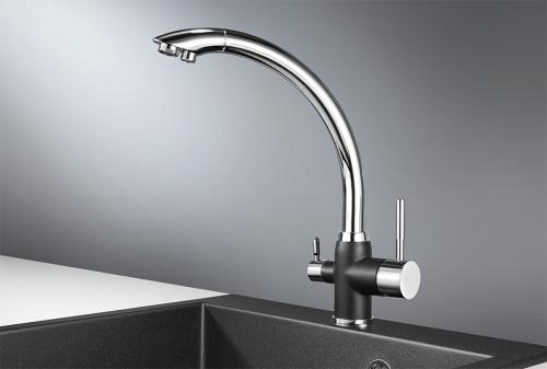 Кухонный смеситель GRANULA 3167, XРОМ/ЧЁРНЫЙ